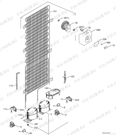 Взрыв-схема холодильника Electrolux ERL6298XX14 - Схема узла Cooling system 017